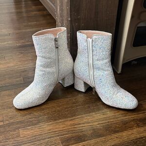 Glittery Silver Ankle Boots
